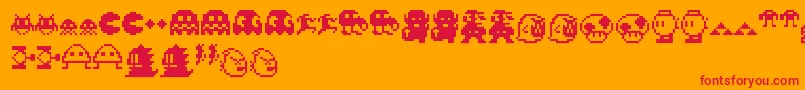 フォントPixelcharas – オレンジの背景に赤い文字