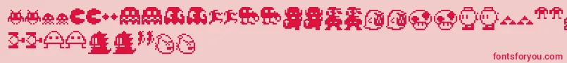 Pixelcharas Font – Red Fonts on Pink Background
