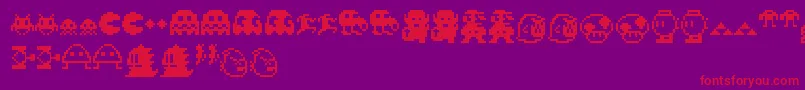 Fonte Pixelcharas – fontes vermelhas em um fundo violeta