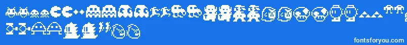 fuente Pixelcharas – Fuentes Blancas Sobre Fondo Azul