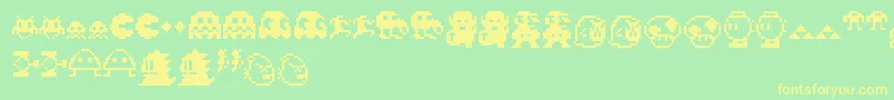 Pixelcharas Font – Yellow Fonts on Green Background