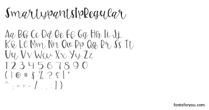 Czcionka SmartypantsIpRegular – alfabet, cyfry, specjalne znaki