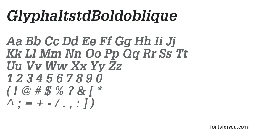 GlyphaltstdBoldobliqueフォント–アルファベット、数字、特殊文字