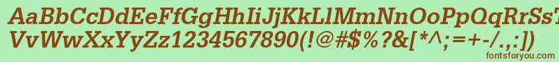 Шрифт GlyphaltstdBoldoblique – коричневые шрифты на зелёном фоне