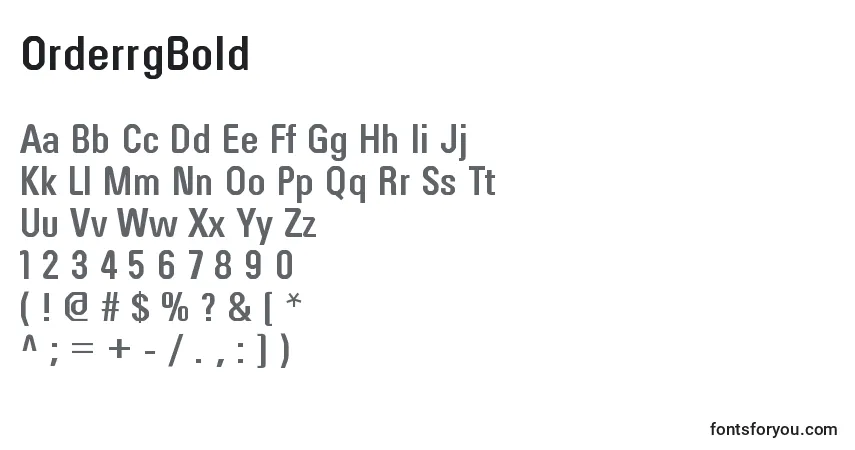 Шрифт OrderrgBold – алфавит, цифры, специальные символы