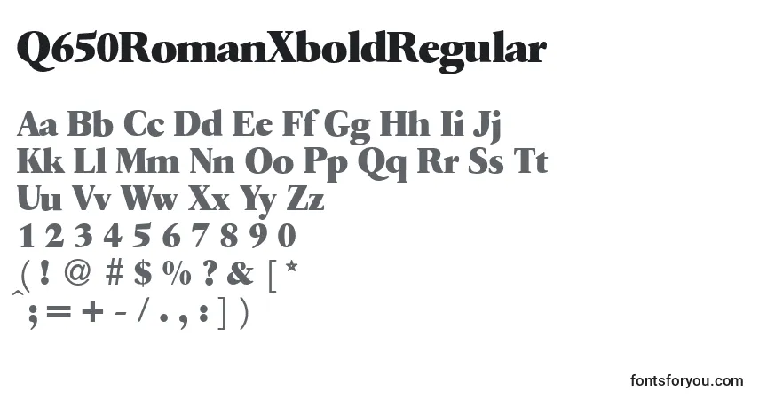 Czcionka Q650RomanXboldRegular – alfabet, cyfry, specjalne znaki