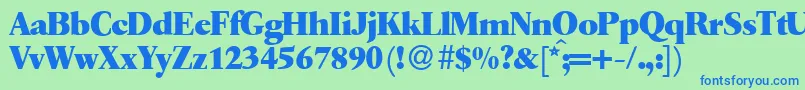 Q650RomanXboldRegular Font – Blue Fonts on Green Background