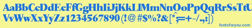 Q650RomanXboldRegular Font – Blue Fonts on Yellow Background