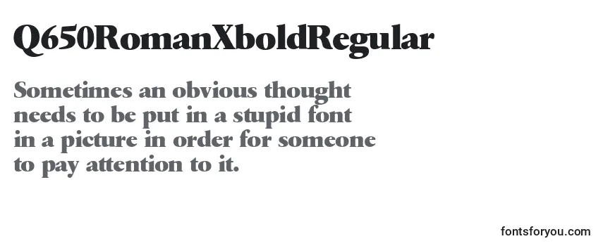 Review of the Q650RomanXboldRegular Font