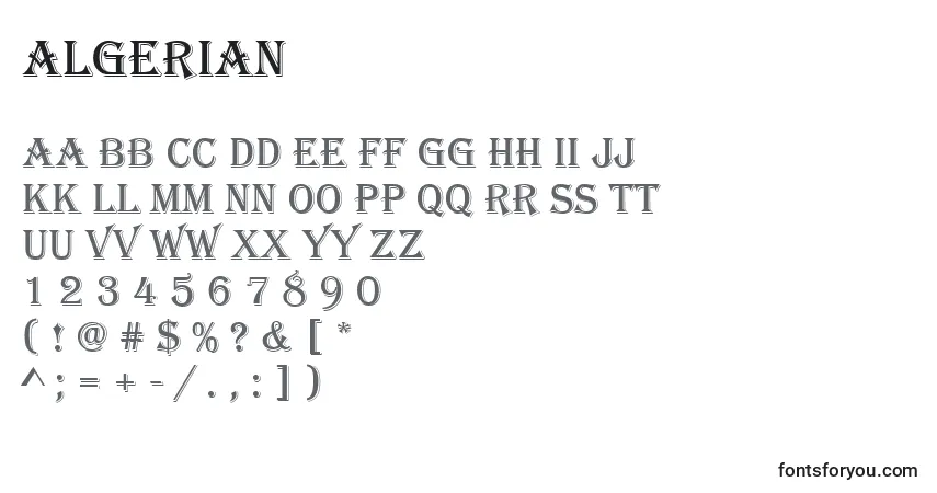 Algerianフォント–アルファベット、数字、特殊文字