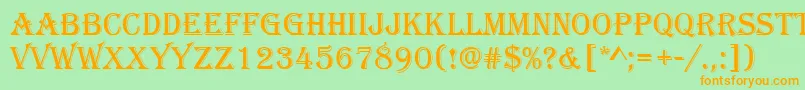 Algerian-Schriftart – Orangefarbene Schriften auf grünem Hintergrund
