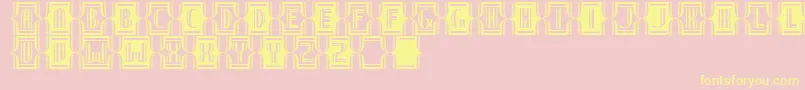 Fonte NineteenTenViennaExtras – fontes amarelas em um fundo rosa