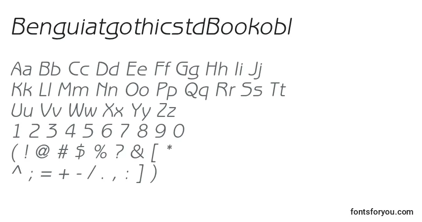 A fonte BenguiatgothicstdBookobl – alfabeto, números, caracteres especiais