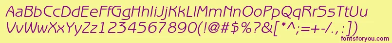 BenguiatgothicstdBookobl Font – Purple Fonts on Yellow Background