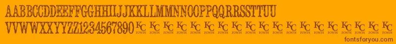 Serialpublicationdemo-fontti – ruskeat fontit oranssilla taustalla