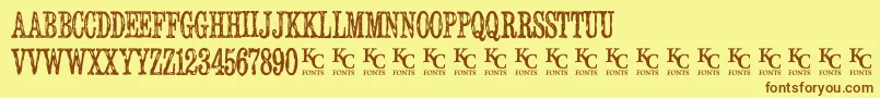 Serialpublicationdemo-fontti – ruskeat fontit keltaisella taustalla