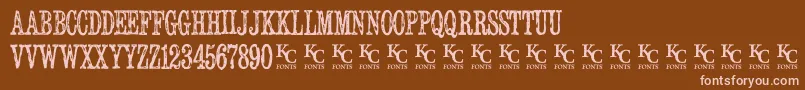 Serialpublicationdemo-fontti – vaaleanpunaiset fontit ruskealla taustalla