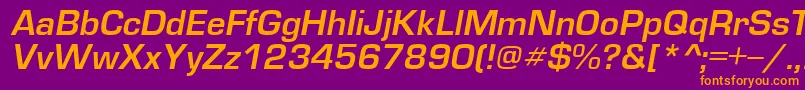 フォントEuropedemiItalic – 紫色の背景にオレンジのフォント