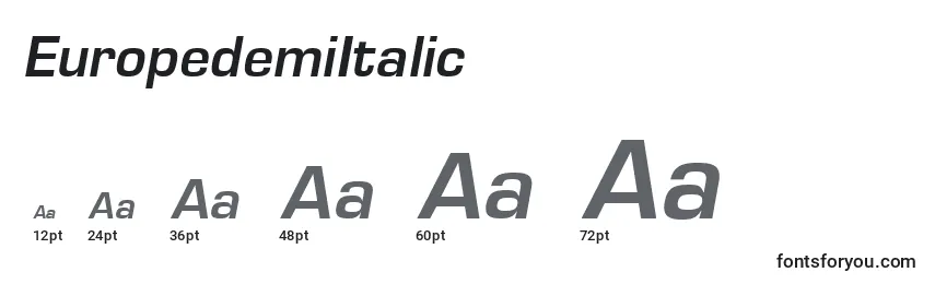 Размеры шрифта EuropedemiItalic