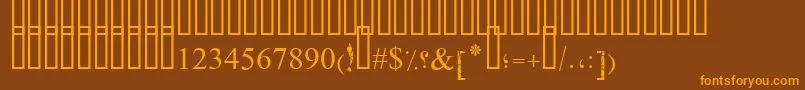 フォントPtBoldBroken – オレンジ色の文字が茶色の背景にあります。