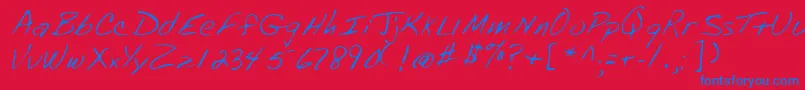 Lehn072-Schriftart – Blaue Schriften auf rotem Hintergrund