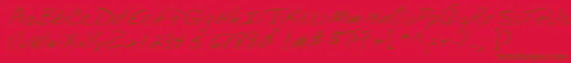 Lehn072-Schriftart – Braune Schriften auf rotem Hintergrund