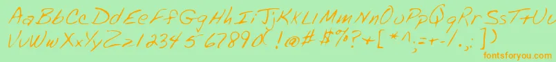 Lehn072 Font – Orange Fonts on Green Background