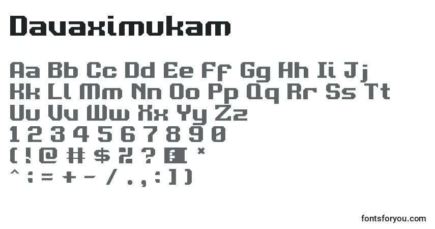 Fuente Davaximukam - alfabeto, números, caracteres especiales