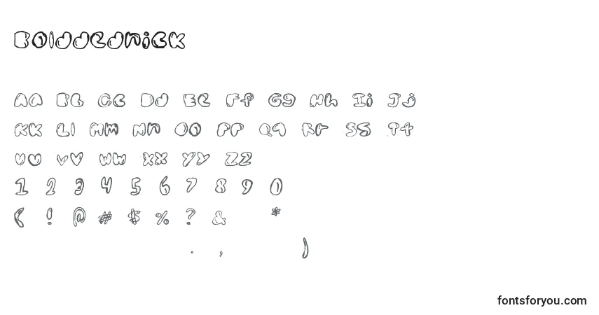 Schriftart Bolddednick – Alphabet, Zahlen, spezielle Symbole