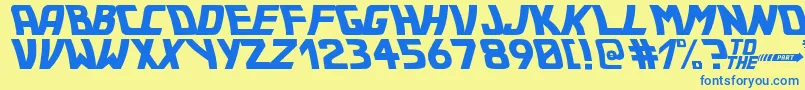 フォントBackToTheFuture2002 – 青い文字が黄色の背景にあります。