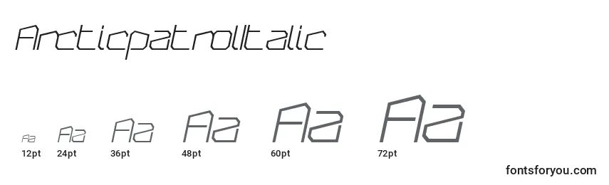 Размеры шрифта ArcticpatrolItalic