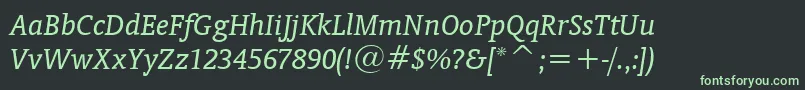 OrandaItalicBt-fontti – vihreät fontit mustalla taustalla