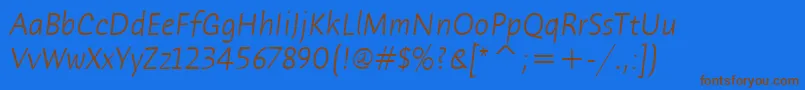 More about HumanaSansItcTtLightitalic Font HumanaSansItcTtLightitalic Font – Brown Fonts on Blue Background