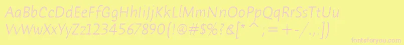 HumanaSansItcTtLightitalic Font – Pink Fonts on Yellow Background