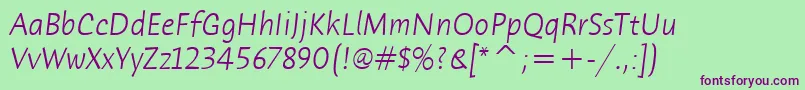 HumanaSansItcTtLightitalic Font – Purple Fonts on Green Background