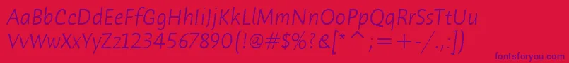 HumanaSansItcTtLightitalic Font – Purple Fonts on Red Background