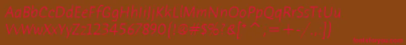 HumanaSansItcTtLightitalic Font – Red Fonts on Brown Background