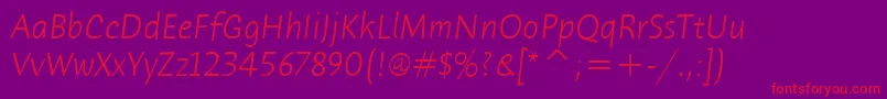 HumanaSansItcTtLightitalic Font – Red Fonts on Purple Background