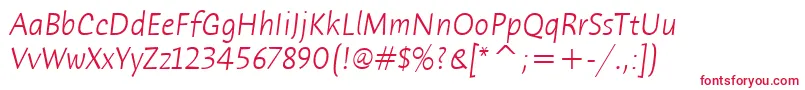 HumanaSansItcTtLightitalic Font – Red Fonts on White Background