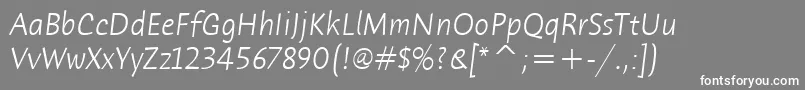 フォントHumanaSansItcTtLightitalic – 灰色の背景に白い文字