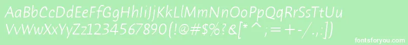 HumanaSansItcTtLightitalic Font – White Fonts on Green Background