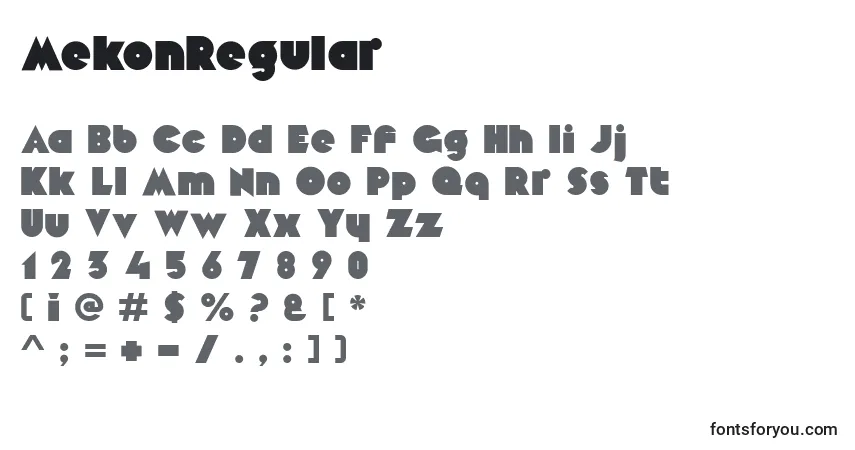 Schriftart MekonRegular – Alphabet, Zahlen, spezielle Symbole