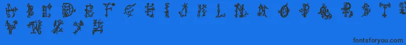 Wiquedt-Schriftart – Schwarze Schriften auf blauem Hintergrund