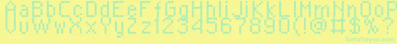 Saiba mais sobre a fonte RPlaza8 Fonte RPlaza8 – fontes verdes em um fundo amarelo