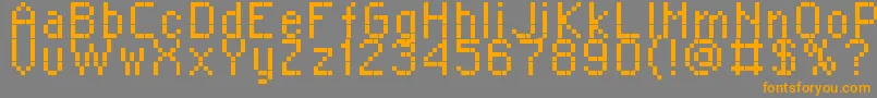 Saiba mais sobre a fonte RPlaza8 Fonte RPlaza8 – fontes laranjas em um fundo cinza