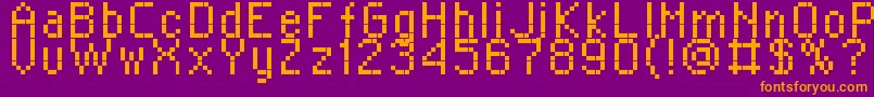 RPlaza8-fontti – oranssit fontit violetilla taustalla
