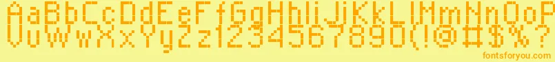 RPlaza8-Schriftart – Orangefarbene Schriften auf gelbem Hintergrund