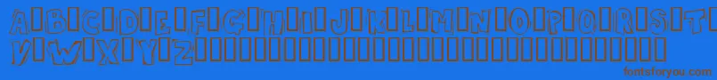 フォントSkrotfont – 茶色の文字が青い背景にあります。