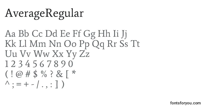 Fuente AverageRegular - alfabeto, números, caracteres especiales