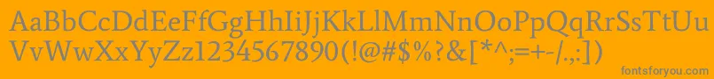 AverageRegular-Schriftart – Graue Schriften auf orangefarbenem Hintergrund